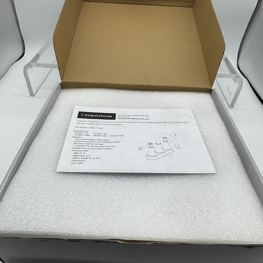 Time Arrow Two Handle Center Set Bathroom Faucet Chrome Polished Finish NIB